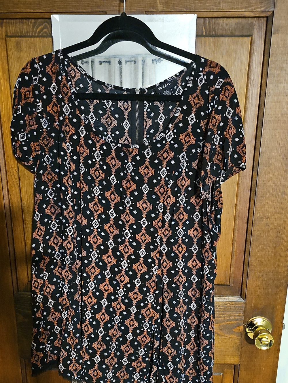 torrid Black Rust & White Geometric Short Sleeve Tunic